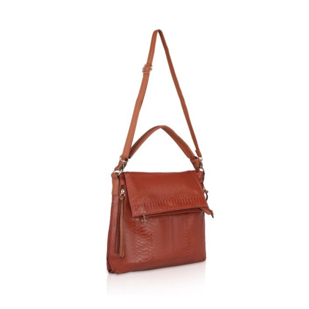 Generic Women's Faux Leather Textured Sling Bag (Brown )