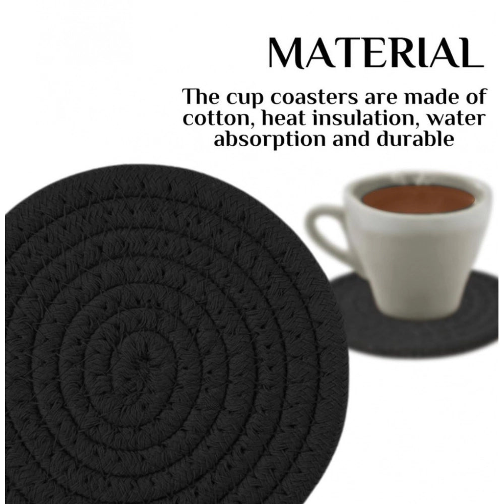 Generic Cotton Pack Of_2 Rope Drink Coasters 4 Pcs Set (Black)